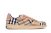 Burberry Men Beige Low Top Sneakers With Check Motif In Mixed Tech Fabrics Man In Beige