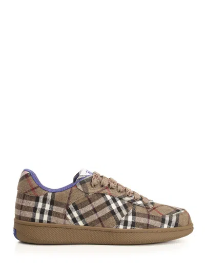 Burberry Terrace Check Sneakers Beige In Brown
