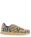 Burberry Checkered Low-top Padded Collar Sneakers In Beige