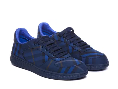 Burberry Terrace Check Sneakers In Blue