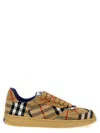 Burberry Men Beige Low Top Sneakers With Check Motif In Mixed Tech Fabrics Man In Multi