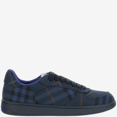 Burberry Plaid-pattern Sneakers With Textured Rubber Sole In Black