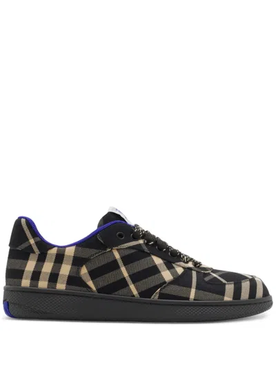 Burberry Checked Terrace Lace-up Sneakers In Black