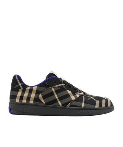 Burberry Checked Terrace Lace-up Sneakers In Black