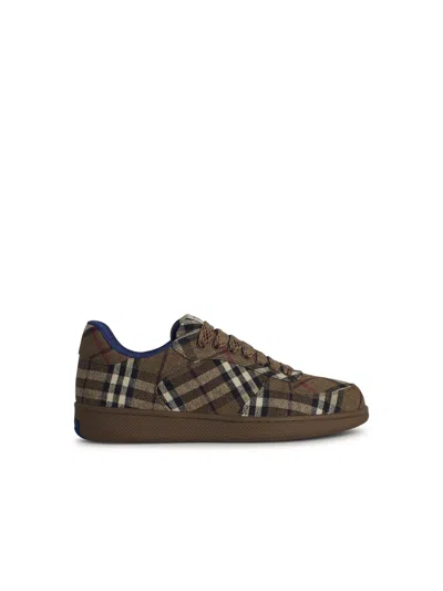 Burberry Terrace Green Polyester Blend Sneakers In Brush