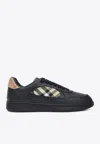 Burberry Indigo Blue Leather And Check Sneaker Terrace