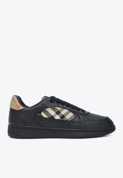 Burberry Terrace Leather And Check Low-top Sneakers
