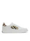 Burberry Men Low-top Leather Sneakers With Check Inserts