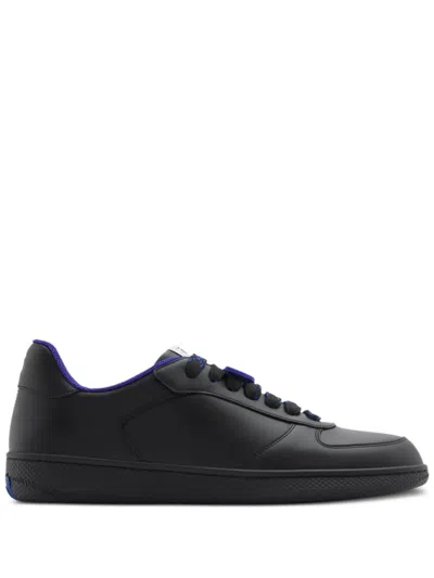 Burberry Terrace Leather Sneakers In Black