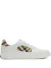 Burberry Men Low-top Leather Sneakers With Check Inserts