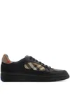 Burberry Indigo Blue Leather And Check Sneaker Terrace