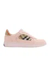 Burberry London Leather And Check Terrace Women S Sneakers In Pink