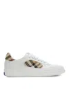 Burberry Men Low-top Leather Sneakers With Check Inserts