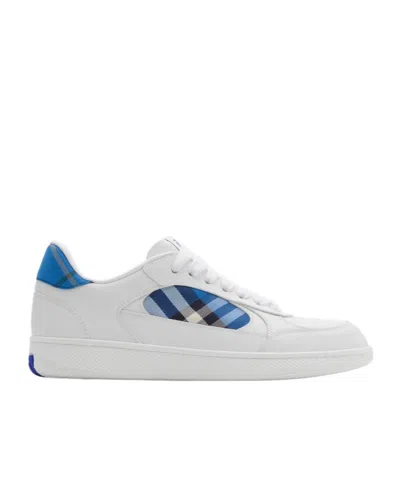 Burberry Leather Low-top Round Toe Sneakers In White