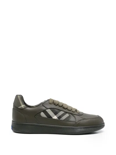 Burberry Equestrian Check Woven Sneakers With Lace-up Closure In Multi