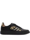 Burberry Leather And Check Terrace Sneakers​ In Black