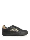 Burberry Indigo Blue Leather And Check Sneaker Terrace