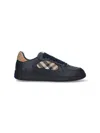 Burberry Indigo Blue Leather And Check Sneaker Terrace In Black