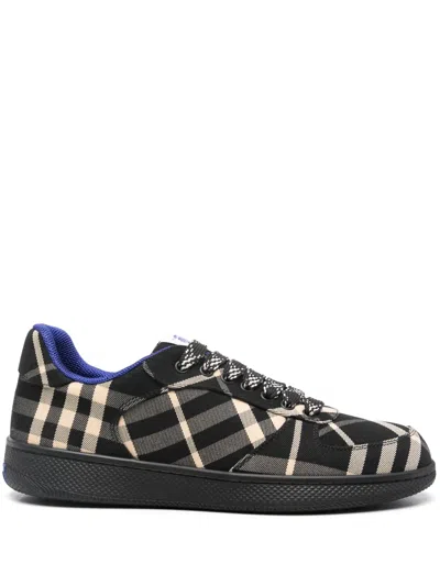 Burberry Terrace Check Sneakers In Black Vintage Check