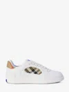 Burberry Low-top Leather Sneakers With Check Inserts In White