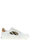 Burberry Men Low-top Leather Sneakers With Check Inserts