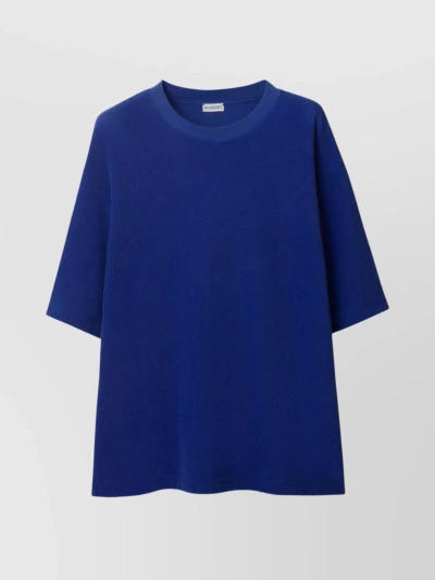 Burberry Terry Cotton Crew-neck T-shirt With Equestrian Print In Blue