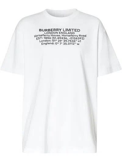 Burberry Text Print T Shirt In White