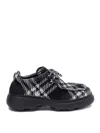 Burberry Textured Black And White Pattern Sneakers In Black