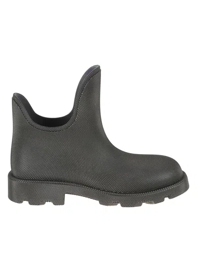 Burberry Textured Black Ankle Boots In Gray