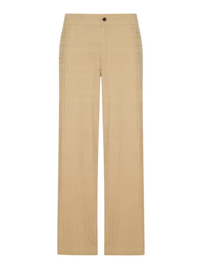 Burberry Textured Check Cotton Trousers In Nude