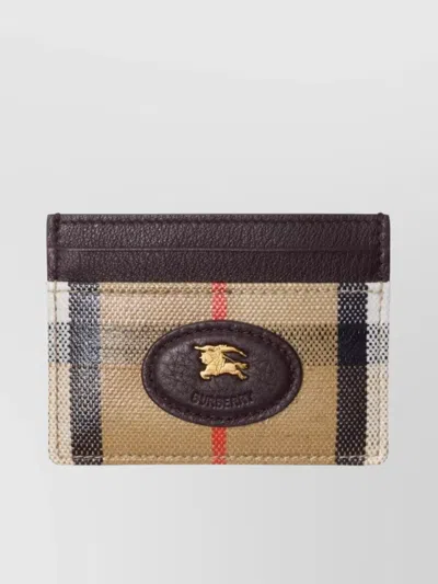 Burberry Textured Finish Cardholder Featuring Contrast Stitching In Brown