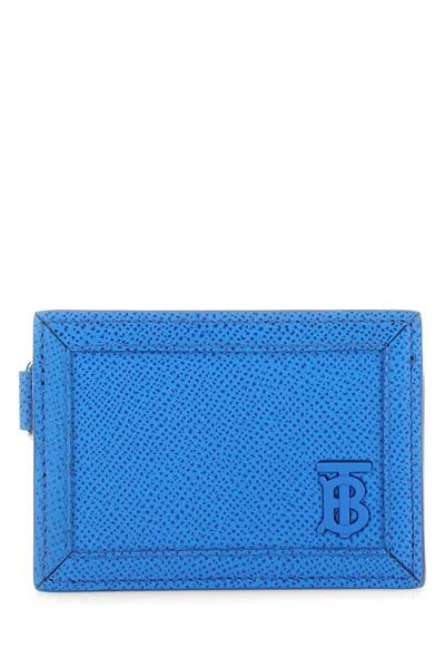 Burberry Textured Leather Card Case In Blue