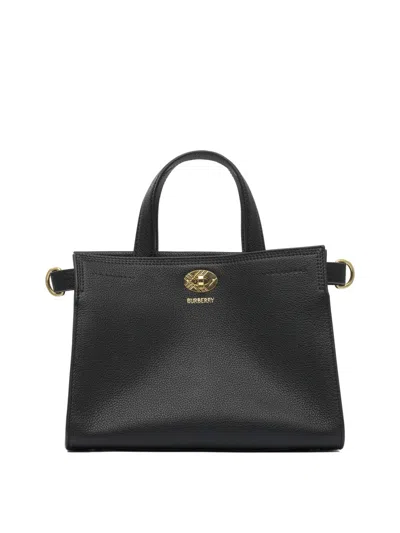 Burberry Textured Leather Cotswolds Tote In Black
