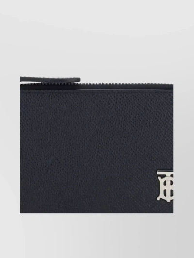 Burberry Textured Leather Zip Cardholder In Black