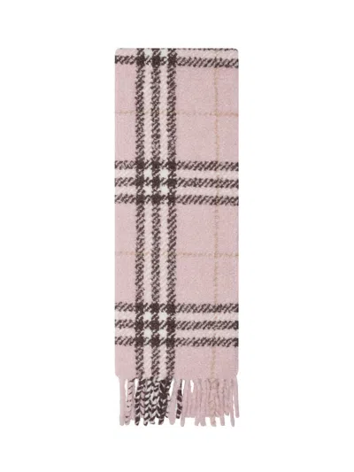 Burberry Textured Loop Check Scarf With Bow In Bow Pink Ip Check
