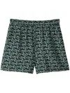 Burberry Textured Print Shorts With Elasticated Waistband In Green