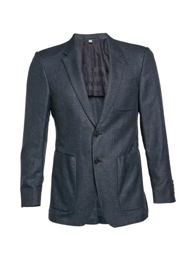 Pre-owned Burberry Textured Single-breasted Blazer In Blue