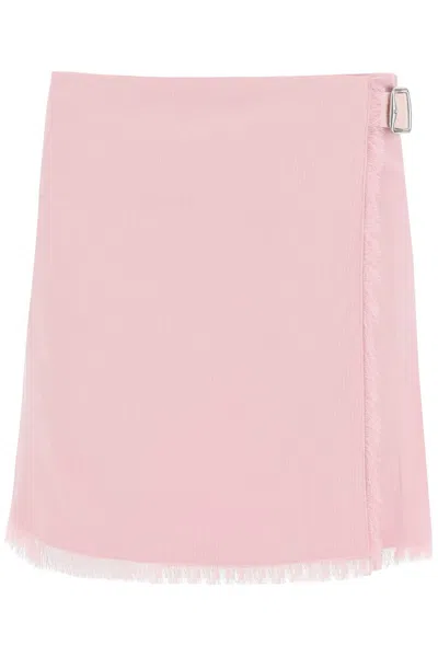 Burberry Pleated Mini Skirt With Belted Detail In Pink