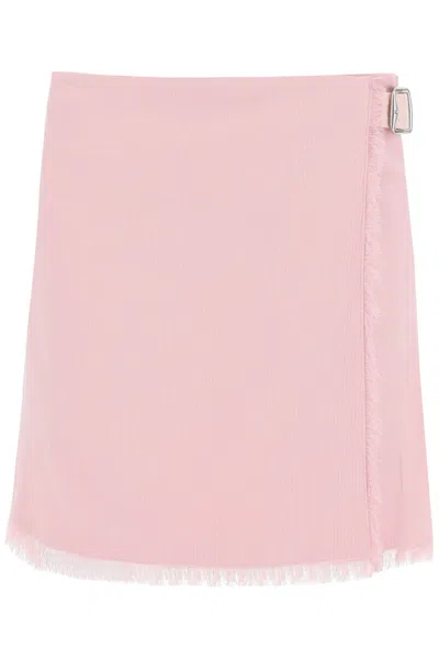 Burberry Textured Wool Mini Kilt Skirt In Pink