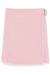 Burberry Pleated Mini Skirt With Belted Detail In Rosa