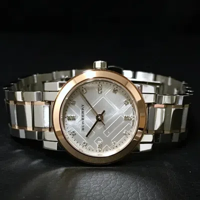 Pre-owned Burberry The City Bu9214 Swiss Made Diamond Women Watch 26 Mm Case