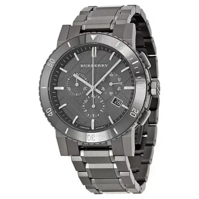Pre-owned Burberry The City Bu9381 Chronograph Stainless Steel Men's Watch Swiss Made
