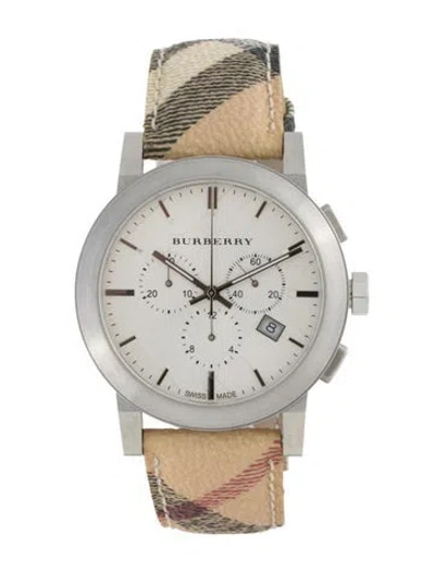 Pre-owned Burberry The City Haymarket Check Watch In Multi