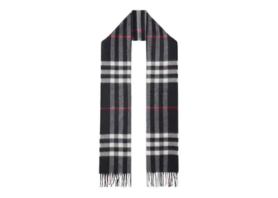 Pre-owned Burberry The Classic Check Cashmere Scarf In Navy Blue