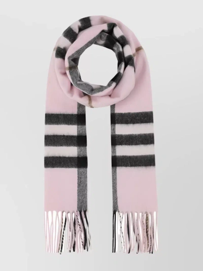 Burberry The Classic Check-pattern Fringed Scarf In Pastel