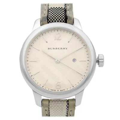 Pre-owned Burberry The Classic Round Steel Silver Guilloche Quartz Ladies Watch Bu10113 In Multi