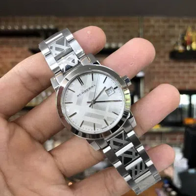 Pre-owned Burberry The Ctiy Bu9037 Swiss Made Unisex Watch Silver Tone 38mm Case