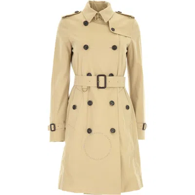 Burberry The Kensington Long Trench Coat In Yellow/red