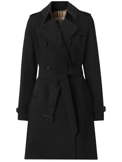 Burberry The Black Mid-length Kensington Heritage Trench Coat In Midnight