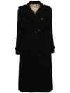 Burberry Women Kensington Cotton Trench Coat In Black